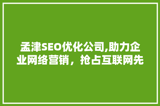 孟津SEO优化公司,助力企业网络营销，抢占互联网先机