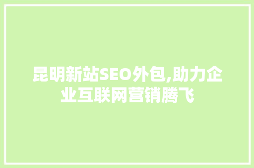 昆明新站SEO外包,助力企业互联网营销腾飞