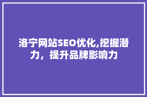 洛宁网站SEO优化,挖掘潜力，提升品牌影响力