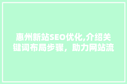 惠州新站SEO优化,介绍关键词布局步骤，助力网站流量攀升