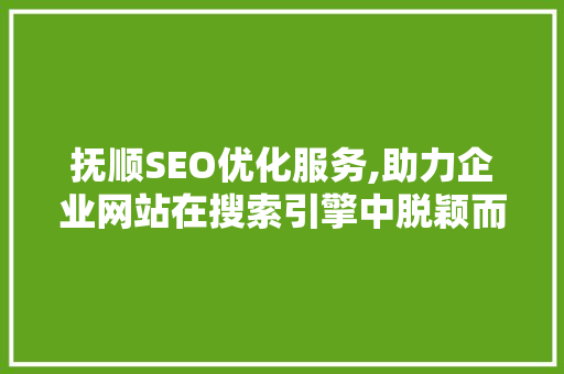 抚顺SEO优化服务,助力企业网站在搜索引擎中脱颖而出