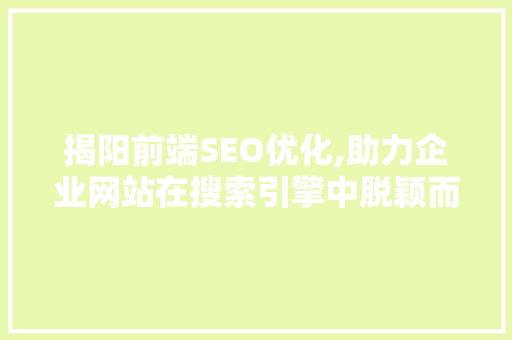 揭阳前端SEO优化,助力企业网站在搜索引擎中脱颖而出