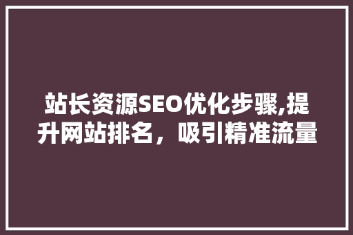 站长资源SEO优化步骤,提升网站排名，吸引精准流量
