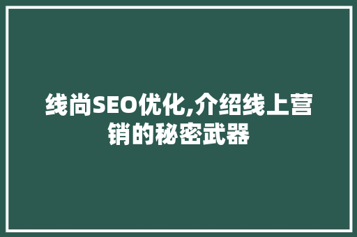 线尚SEO优化,介绍线上营销的秘密武器