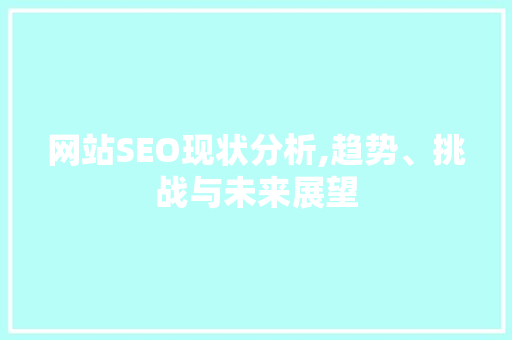 网站SEO现状分析,趋势、挑战与未来展望