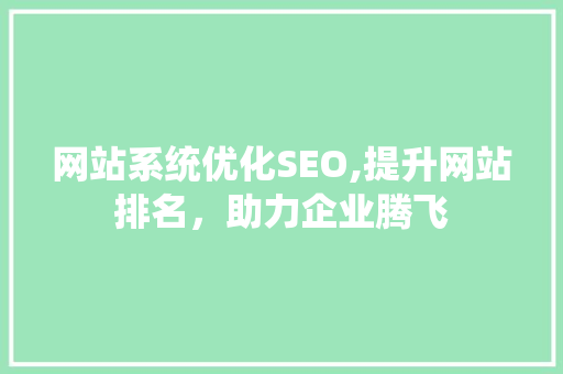 网站系统优化SEO,提升网站排名，助力企业腾飞