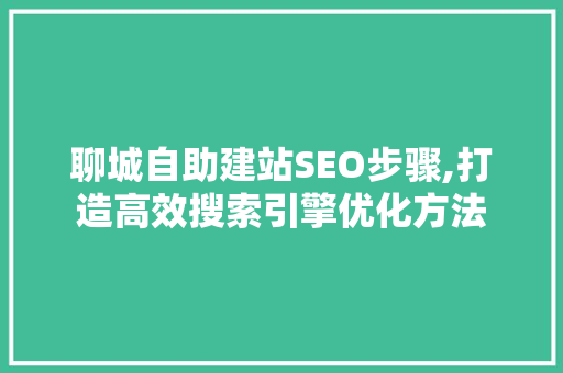 聊城自助建站SEO步骤,打造高效搜索引擎优化方法
