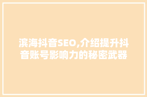 滨海抖音SEO,介绍提升抖音账号影响力的秘密武器