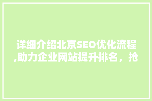 详细介绍北京SEO优化流程,助力企业网站提升排名，抢占市场先机