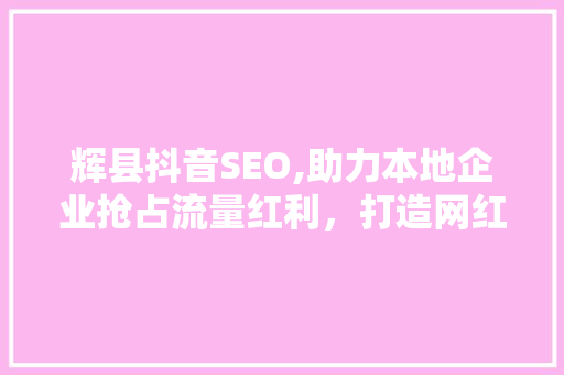 辉县抖音SEO,助力本地企业抢占流量红利，打造网红城市新名片