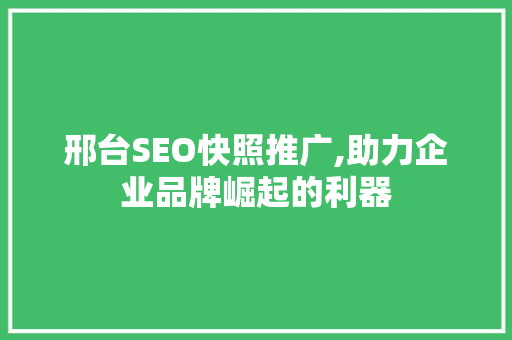 邢台SEO快照推广,助力企业品牌崛起的利器