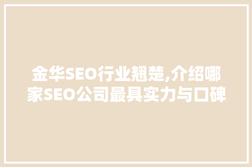 金华SEO行业翘楚,介绍哪家SEO公司最具实力与口碑