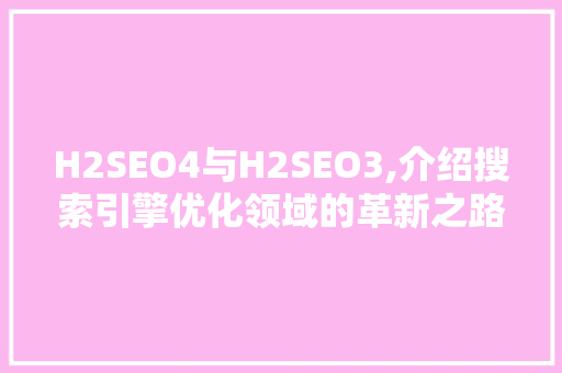 H2SEO4与H2SEO3,介绍搜索引擎优化领域的革新之路
