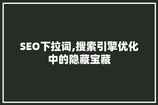 SEO下拉词,搜索引擎优化中的隐藏宝藏