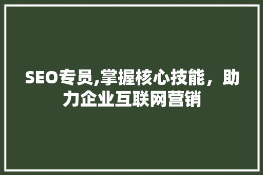 SEO专员,掌握核心技能，助力企业互联网营销