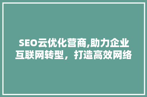 SEO云优化营商,助力企业互联网转型，打造高效网络营销步骤