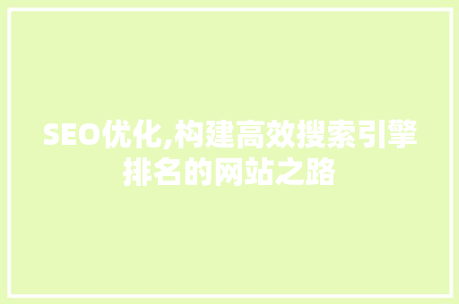 SEO优化,构建高效搜索引擎排名的网站之路