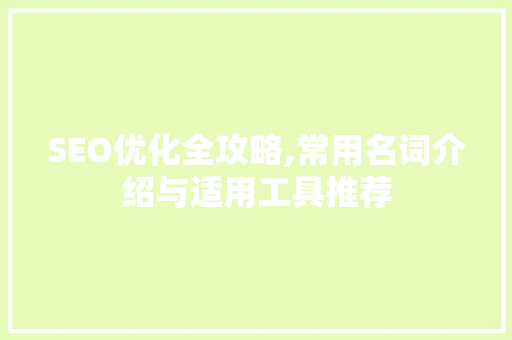 SEO优化全攻略,常用名词介绍与适用工具推荐