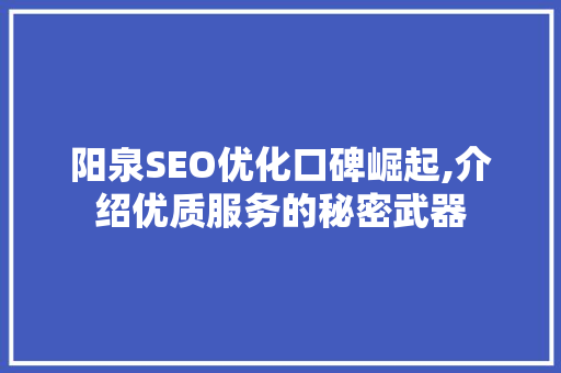 阳泉SEO优化口碑崛起,介绍优质服务的秘密武器