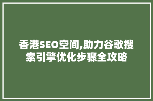 香港SEO空间,助力谷歌搜索引擎优化步骤全攻略