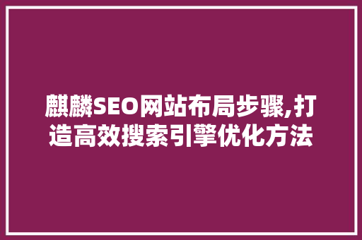 麒麟SEO网站布局步骤,打造高效搜索引擎优化方法