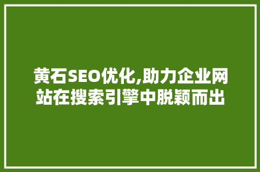 黄石SEO优化,助力企业网站在搜索引擎中脱颖而出