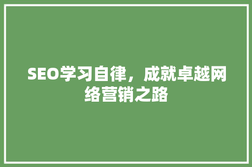 SEO学习自律，成就卓越网络营销之路