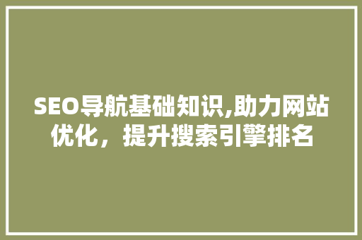 SEO导航基础知识,助力网站优化，提升搜索引擎排名
