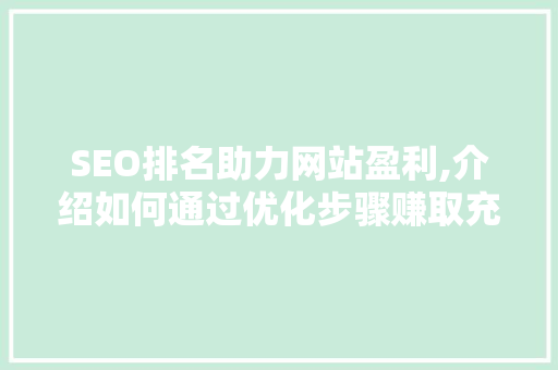 SEO排名助力网站盈利,介绍如何通过优化步骤赚取充值会员收益