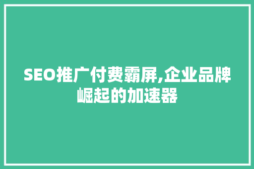 SEO推广付费霸屏,企业品牌崛起的加速器