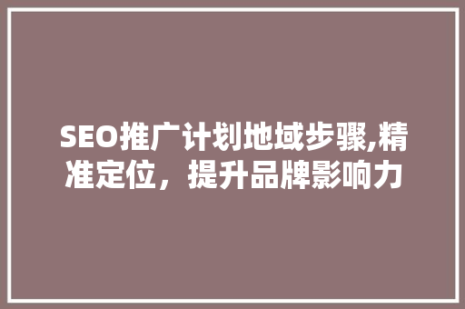 SEO推广计划地域步骤,精准定位，提升品牌影响力
