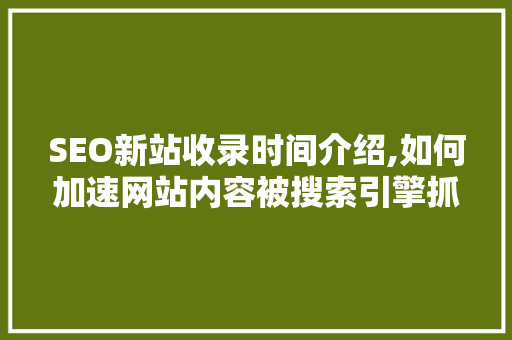 SEO新站收录时间介绍,如何加速网站内容被搜索引擎抓取