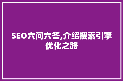 SEO六问六答,介绍搜索引擎优化之路