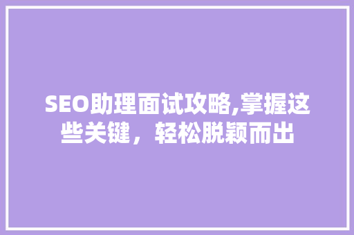 SEO助理面试攻略,掌握这些关键，轻松脱颖而出