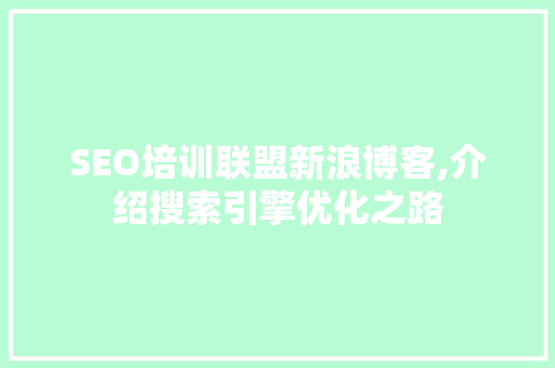 SEO培训联盟新浪博客,介绍搜索引擎优化之路