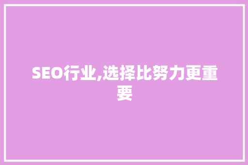 SEO行业,选择比努力更重要