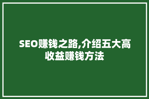 SEO赚钱之路,介绍五大高收益赚钱方法