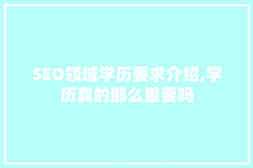SEO领域学历要求介绍,学历真的那么重要吗