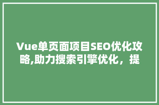 Vue单页面项目SEO优化攻略,助力搜索引擎优化，提升网站排名