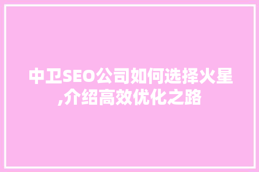 中卫SEO公司如何选择火星,介绍高效优化之路