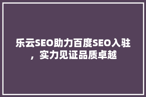 乐云SEO助力百度SEO入驻，实力见证品质卓越