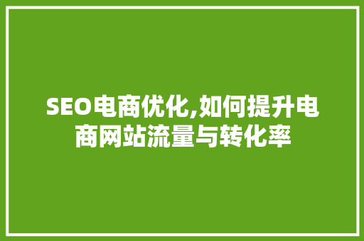 SEO电商优化,如何提升电商网站流量与转化率