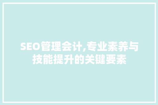 SEO管理会计,专业素养与技能提升的关键要素