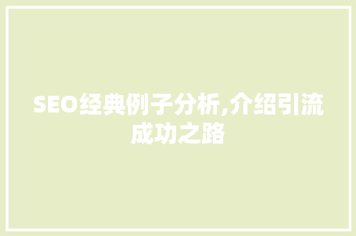 SEO经典例子分析,介绍引流成功之路