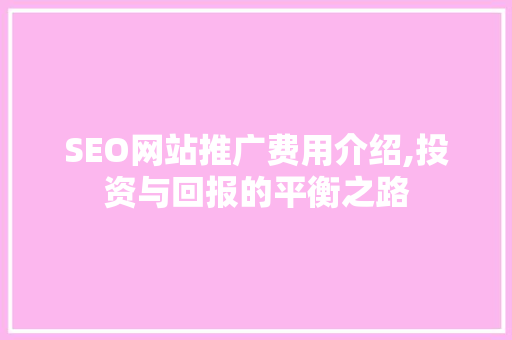 SEO网站推广费用介绍,投资与回报的平衡之路