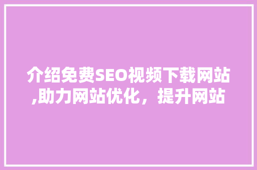 介绍免费SEO视频下载网站,助力网站优化，提升网站排名的利器