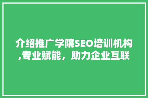 介绍推广学院SEO培训机构,专业赋能，助力企业互联网营销新航程