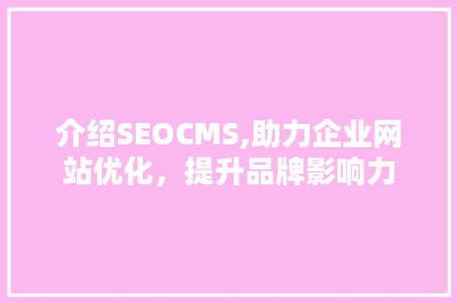 介绍SEOCMS,助力企业网站优化，提升品牌影响力