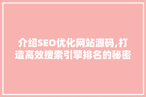 介绍SEO优化网站源码,打造高效搜索引擎排名的秘密武器