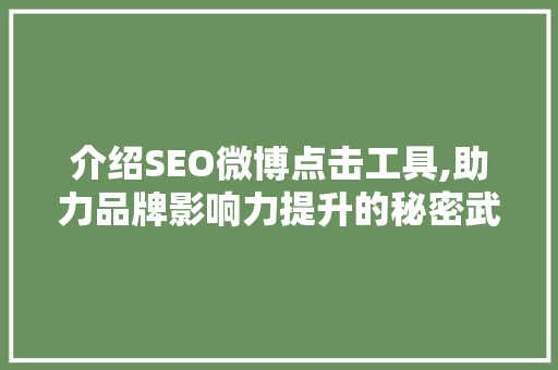 介绍SEO微博点击工具,助力品牌影响力提升的秘密武器